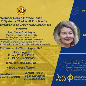 Webinar Series Metodologi Riset Seri 2 : Systemic Thinking & Practice for  Transformation in an Era of Mass Extinctions